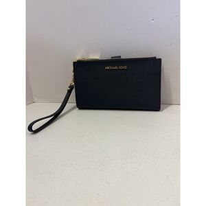 Michael Kors Jet Set Travel Double Zip Wallet Saffiano Leather Navy‎